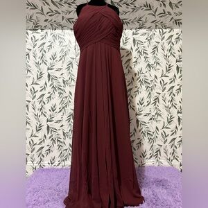 Elegant DressTells Burgundy A Line Long Maxi Dress Mother of Bride Size L (14)